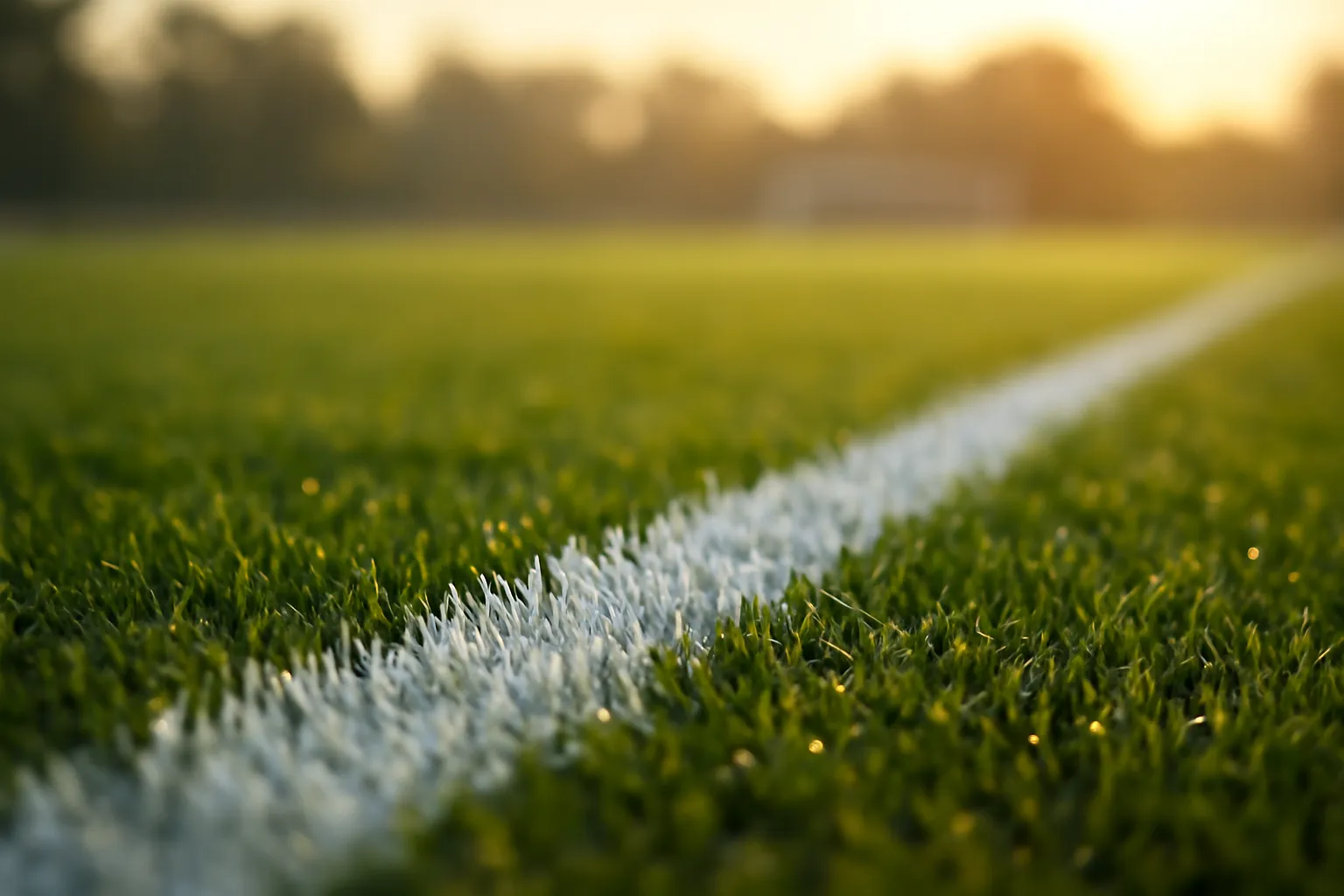 Terrain de football au coucher du soleil